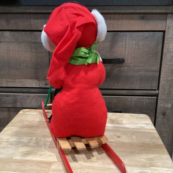 Annalee Dolls 18" Sledding Boy 1967/1972 Christmas Winter - Picture 5 of 6